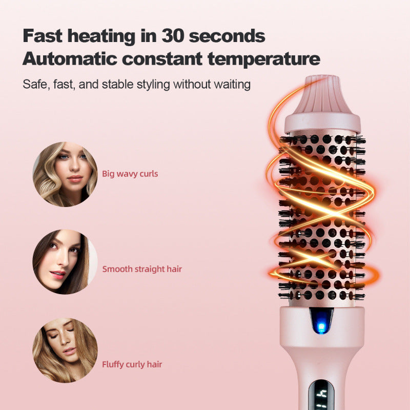 2-in-1 Fluffy Comb Hair Straightener Curler 38mm Ceramic Styler