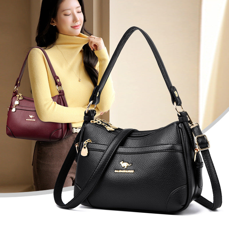Soft Leather Large Capacity Shoulder Crossbody Handbag