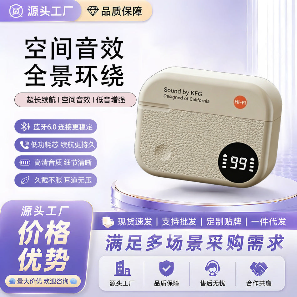 Retro Camera Style Bluetooth Earbuds with Digital Display
