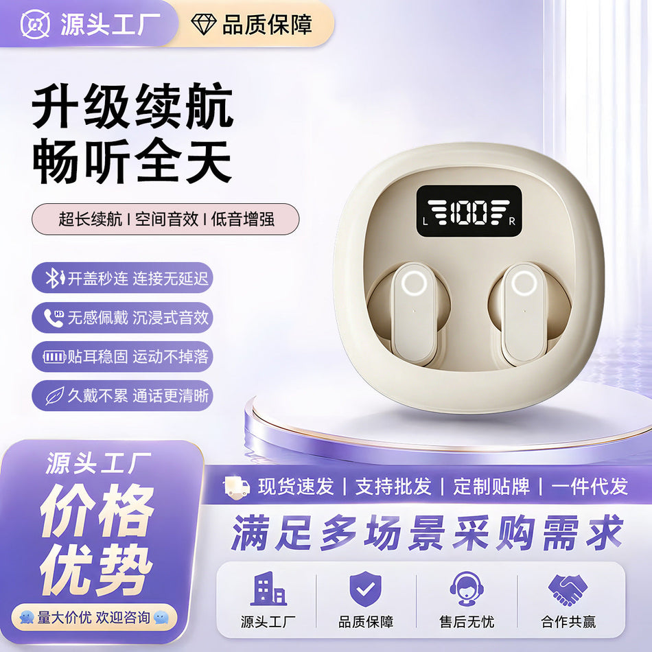 Mini Semi-In-Ear Bluetooth Earbuds with Digital Display