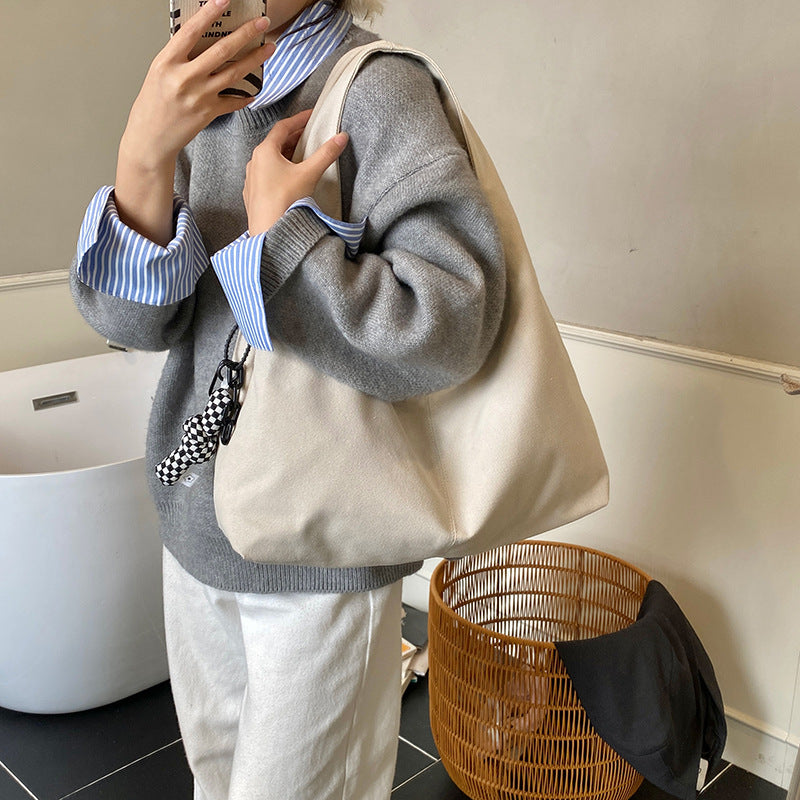 Retro Canvas Tote Bag for Women Large Capacity Shoulder Armpit