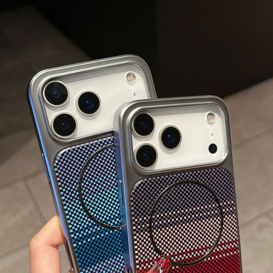Gradient Carbon Fiber Magnetic PC Phone Case for iPhone Series