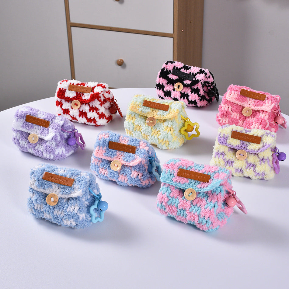 Woven Checkerboard Coin Purse & Earbud Storage Pouch
