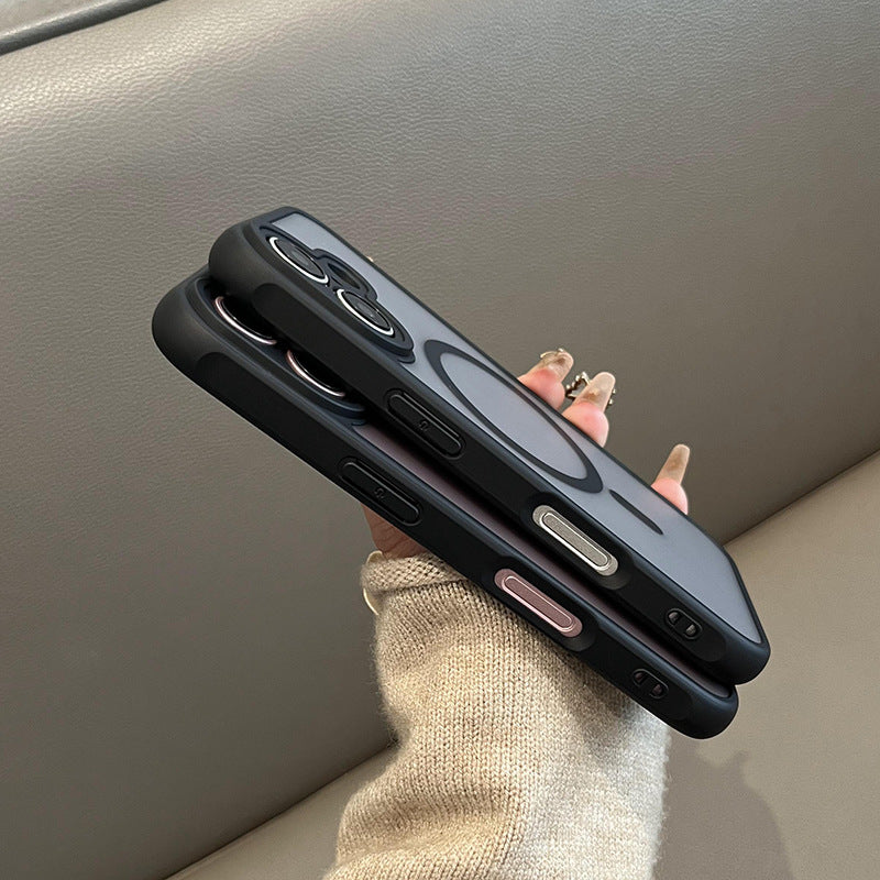 Black Magnetic Frosted Translucent Hard Case for iPhone Series