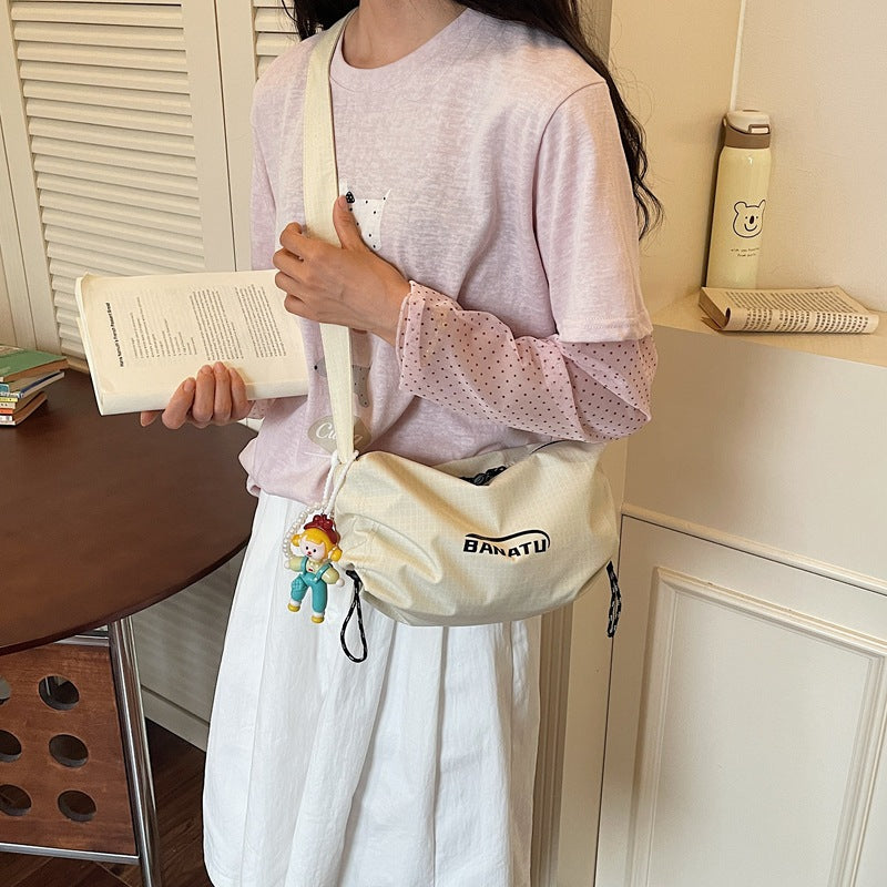 Pleated Nylon Messenger Bag for Women Large Capacity Commuter Bag