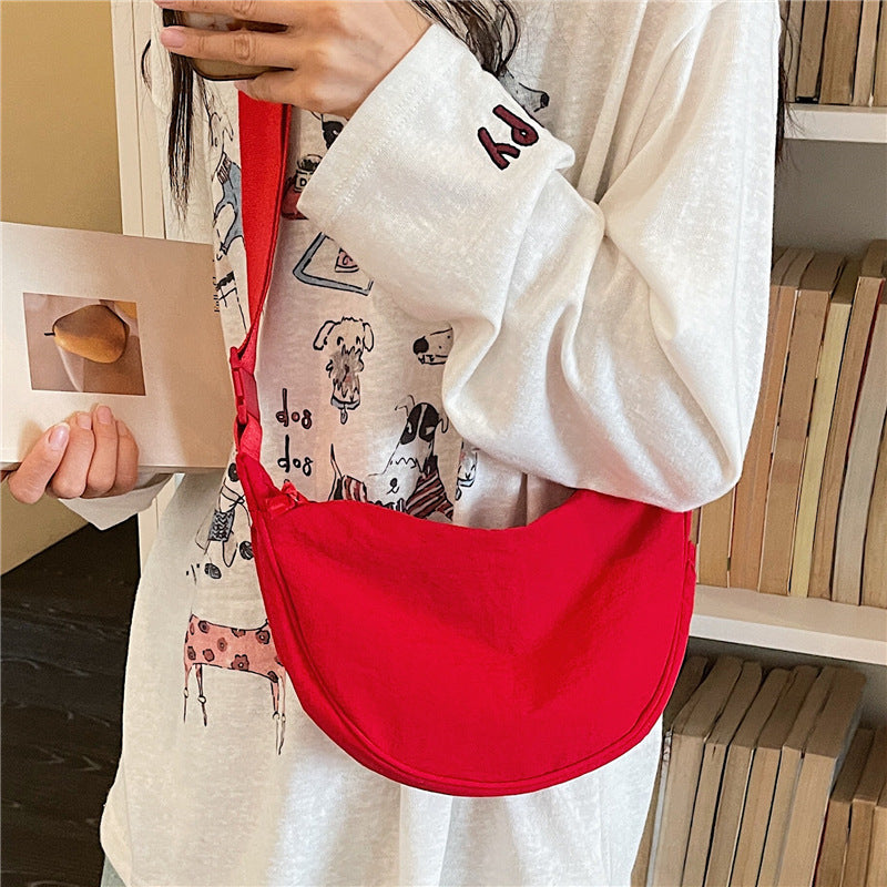 Korean Style Wide Strap Dumpling Crossbody Bag for Women Casual