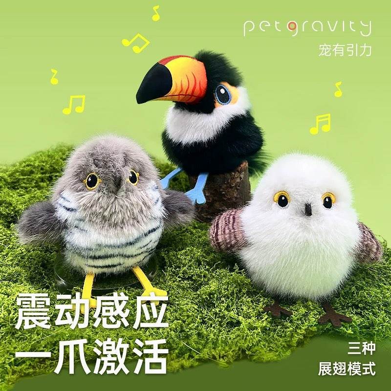 Flapping Bird Interactive Cat Toy with Motion Sensor Teaser Stick
