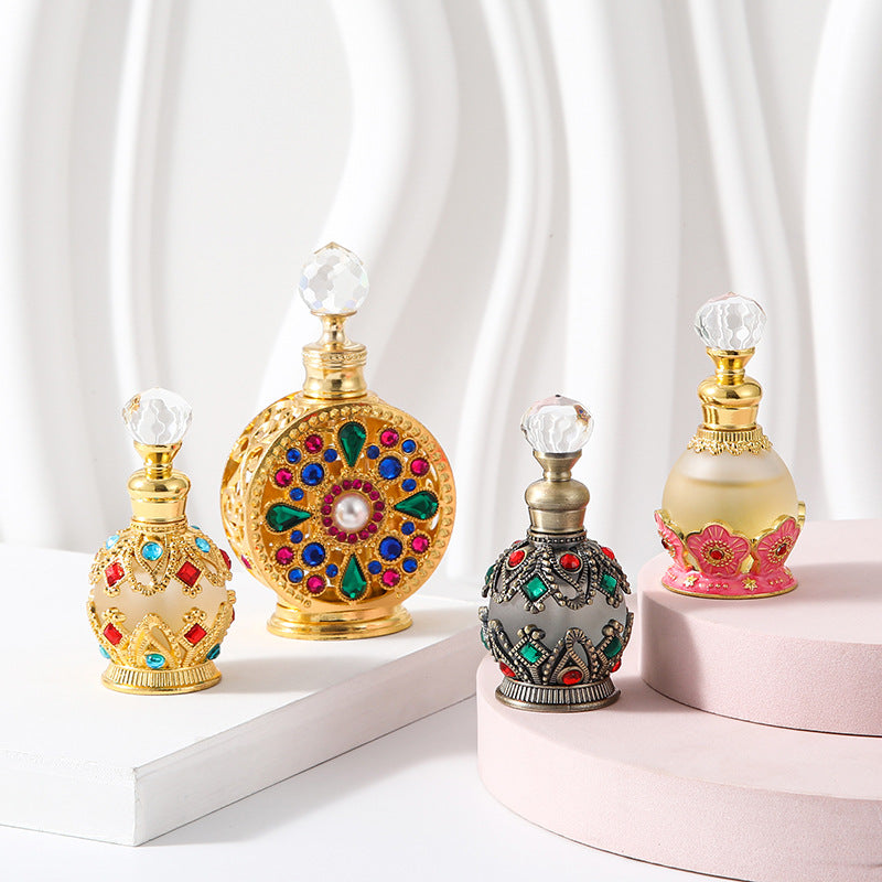 Retro Metal Essential Oil Perfume Refillable Glass Dropper Bottle
