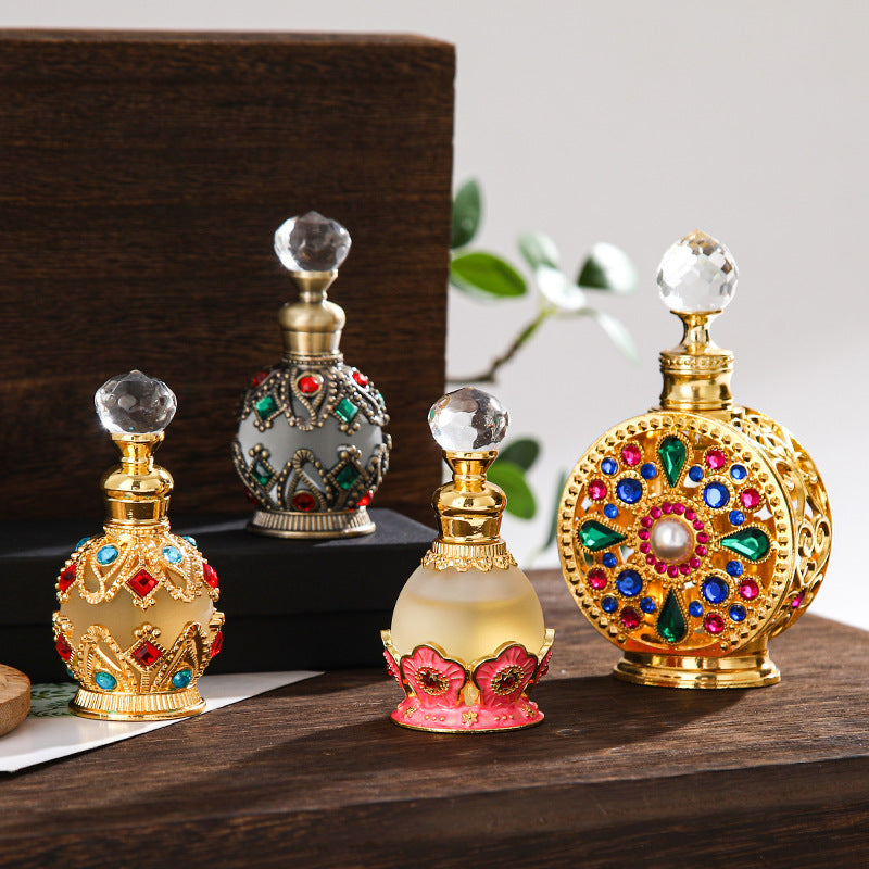 Retro Metal Essential Oil Perfume Refillable Glass Dropper Bottle