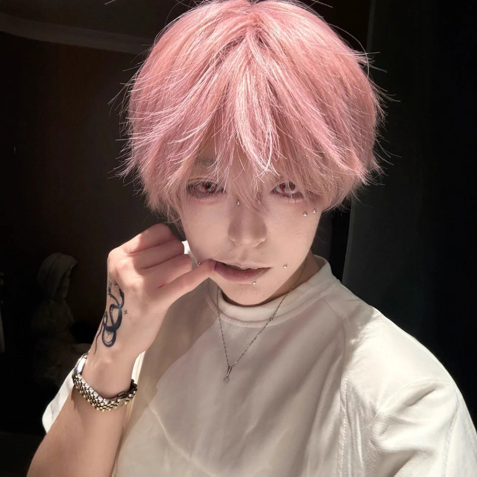 Men’s Short  Cosplay Wig with Fringe Fashion Full Headpiece