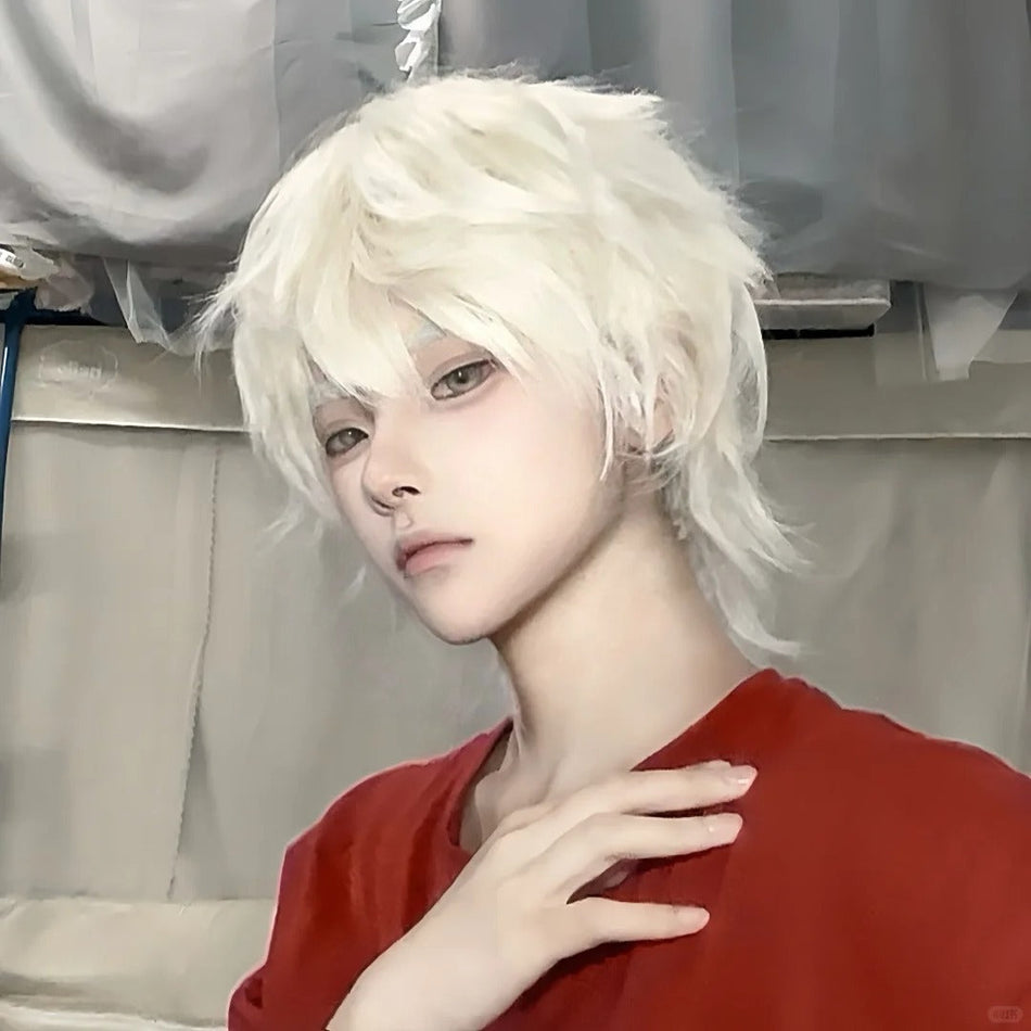 Men’s Short  Cosplay Wig with Fringe Fashion Full Headpiece