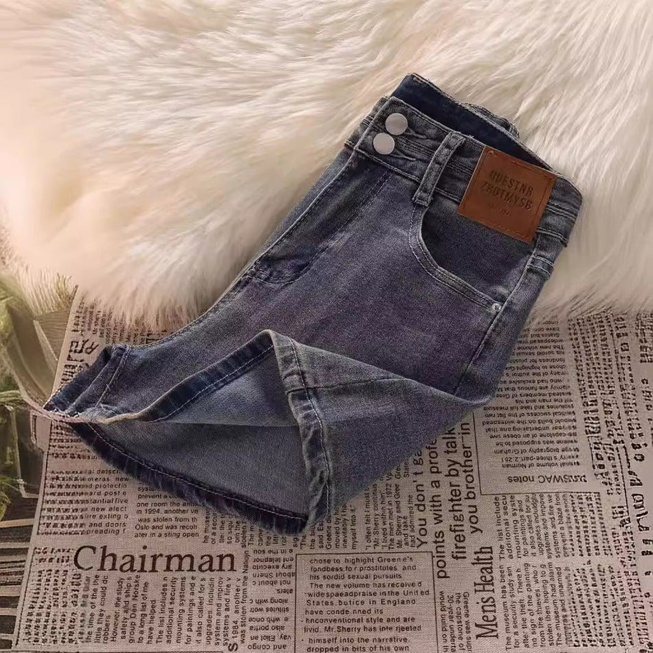 High-Waist A-Line Denim Shorts with Relaxed Wide-Leg Fit