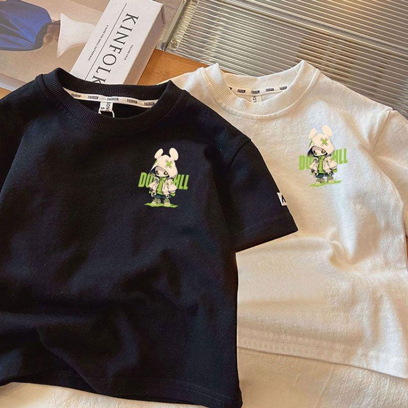 Kids Cotton Alien Rabbit Print Short Sleeve Summer T Shirt