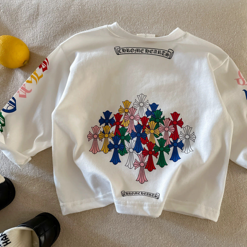 Kids Cotton Long Sleeve Letter Print T-Shirt Casual Top