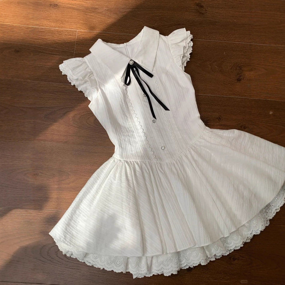 Girls French Style Bow Tulle Princess Dress Elegant A-Line
