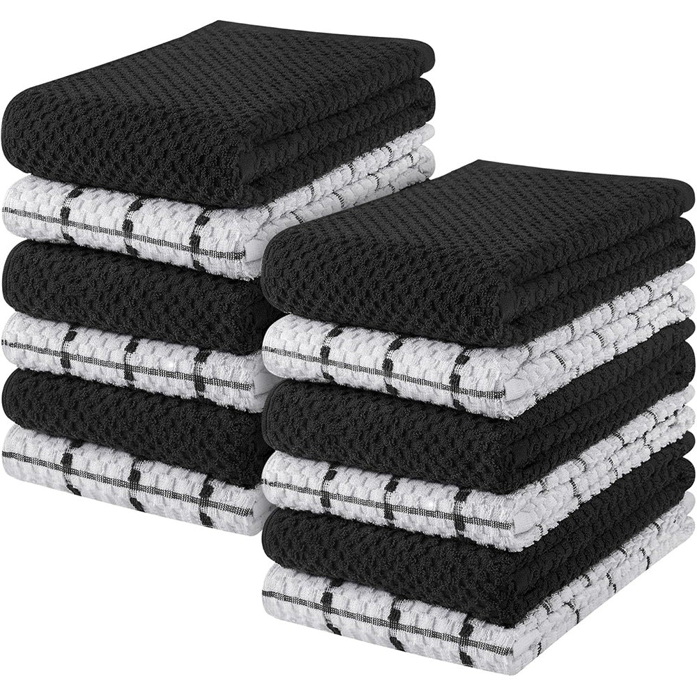Thickened Cotton Kitchen Dishcloth with Waffle Pattern Tea Towel 13 PC in multicolor, 38*64cm