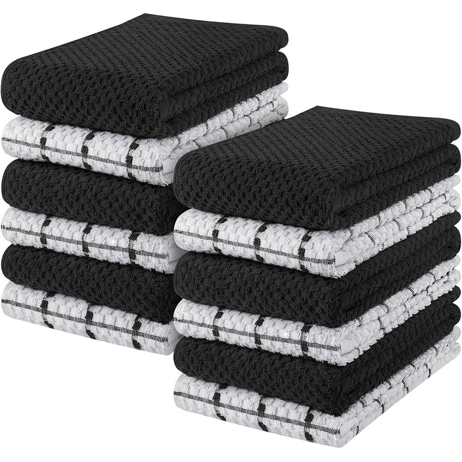 Thickened Cotton Kitchen Dishcloth with Waffle Pattern Tea Towel 13 PC in multicolor, 38*64cm