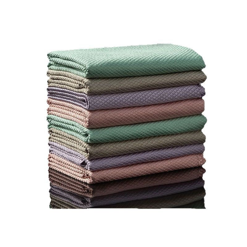 Fish Scale Cleaning Cloth Lint-Free Glass Kitchen Towel 6-Pc in multicolor