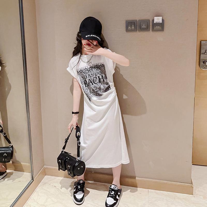 Girls Letter Print Princess Dress Korean Style Casual Dress
