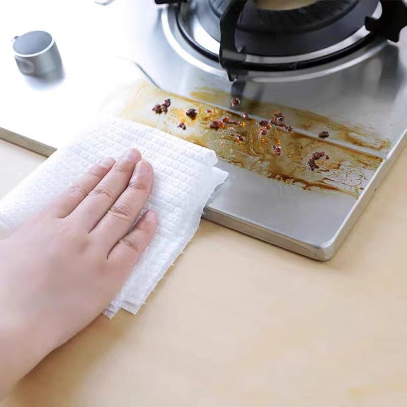 Washable Wet Dry Kitchen Cleaning Cloth Oil Absorbing Paper Rag in pure white, 22*22cm