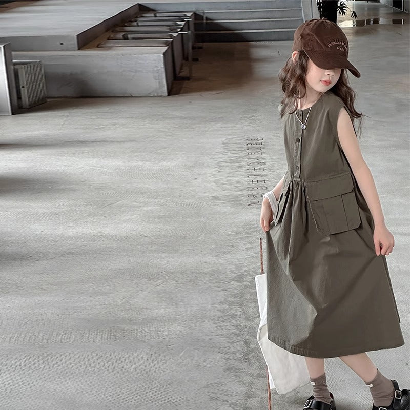 Girls Korean Style A-Line Princess Dress Casual Summer Dress