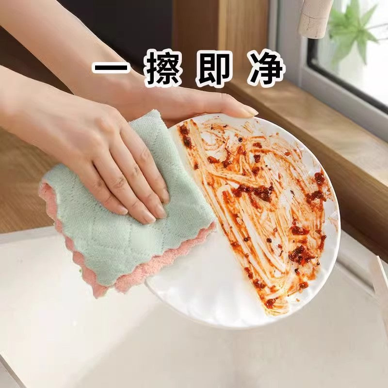Thickened Coral Fleece Kitchen Dishcloth Oil Stain Towel 10 Pc