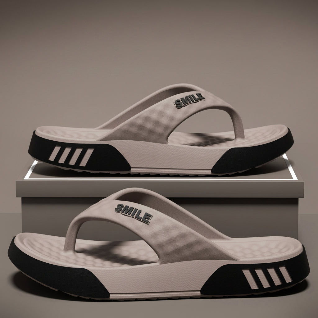 Men's khaki EVA Thick Sole Flip-Flops with Non-Slip Comfort
