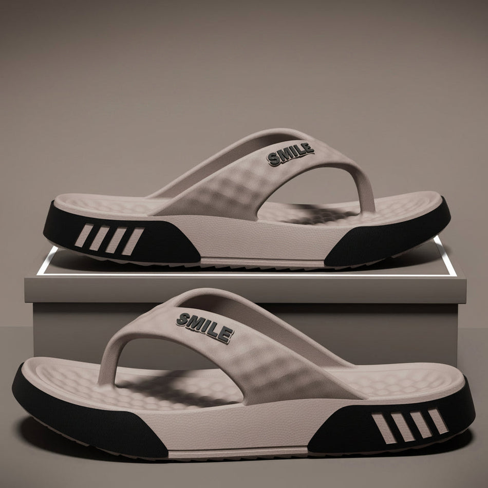 Men's khaki EVA Thick Sole Flip-Flops with Non-Slip Comfort