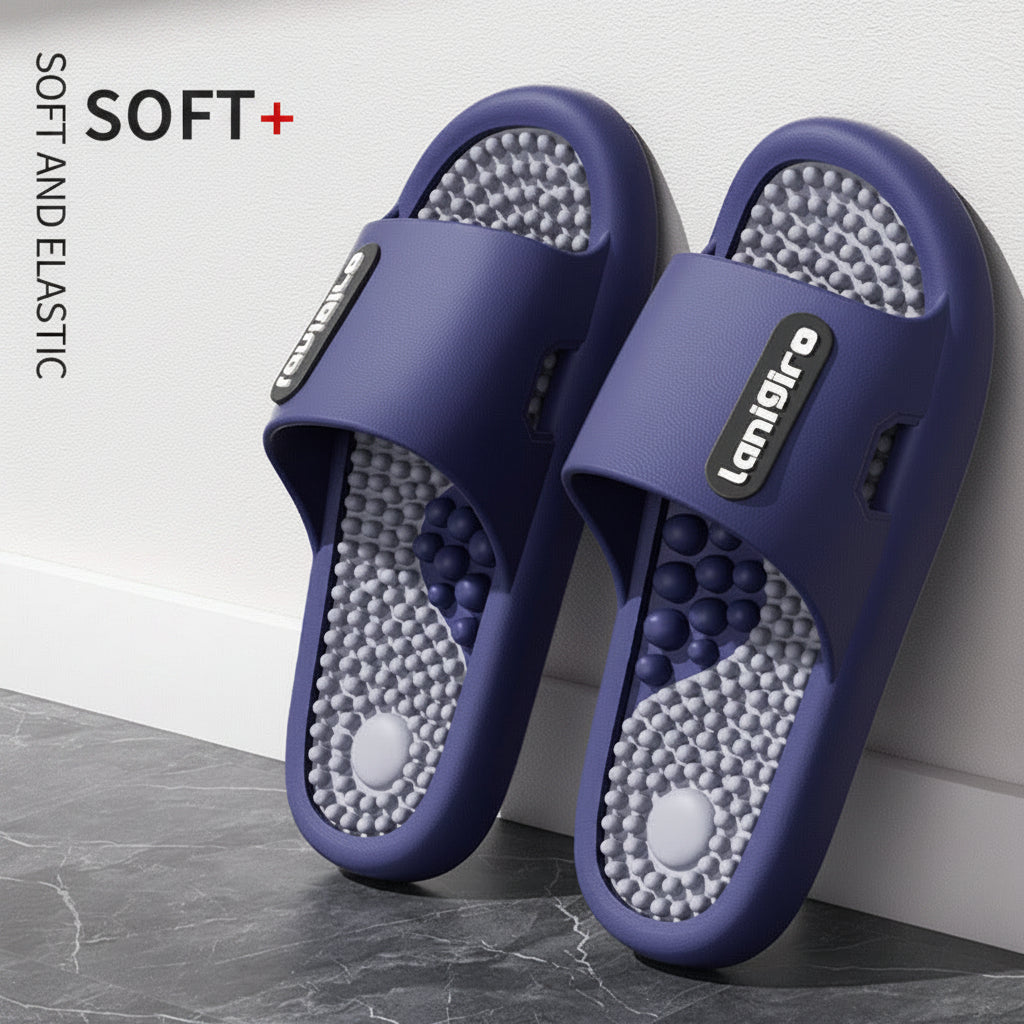 Men's dark blue Massage Slide Slippers with Non-Slip PVC Comfort Sole