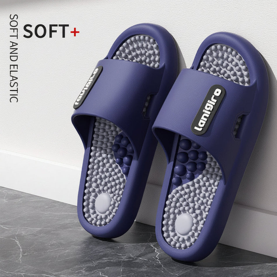 Men's dark blue Massage Slide Slippers with Non-Slip PVC Comfort Sole