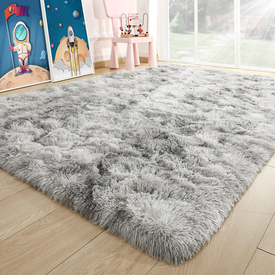 Soft Fluffy Tie Dye Bedroom Carpet for Dorm and Kids Room