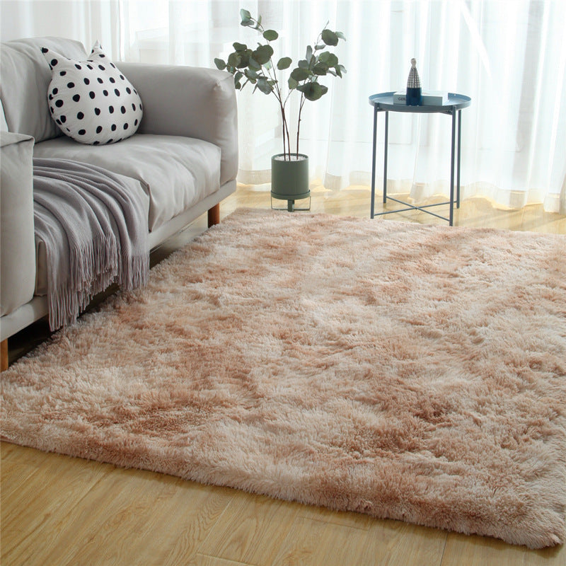 Thickened Gradient PV Velvet Long Hair Bedside Carpet Rug in gray