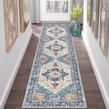 Persian Style Long Corridor Faux Cashmere Washable Carpet Runner in beige, 100*200cm