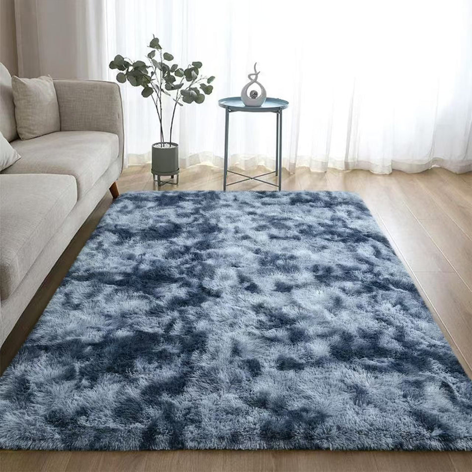 Tie-Dyed Silk Fluffy Long Velvet Non-Slip Bedroom Carpet Rug