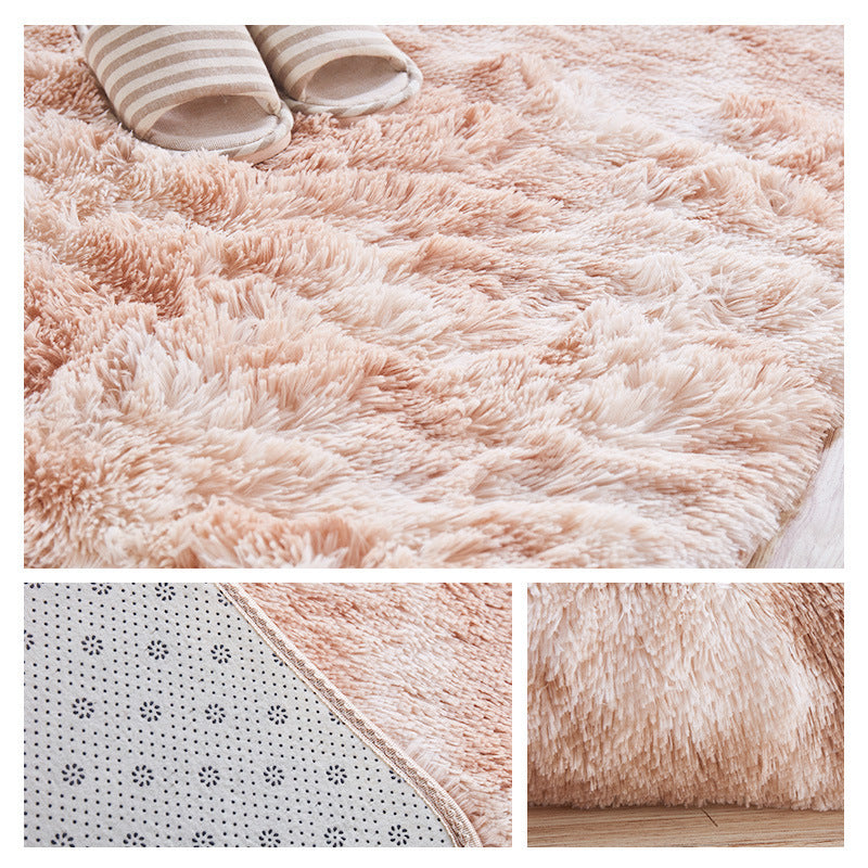 Tie-Dyed Velvet Long Hair Fluffy Bedroom Carpet Living Room Mat