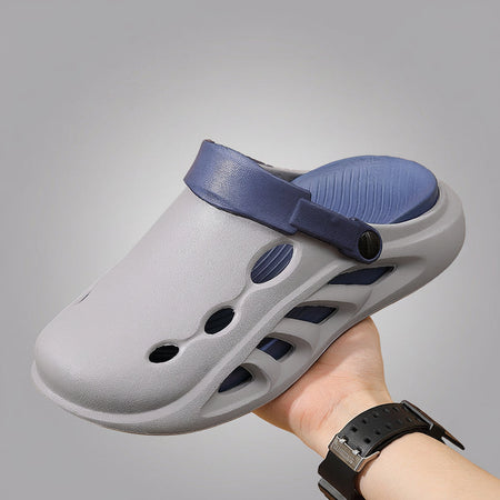 Unisex gray blue Closed-Toe Beach Clogs with Thick Anti-Slip Sole