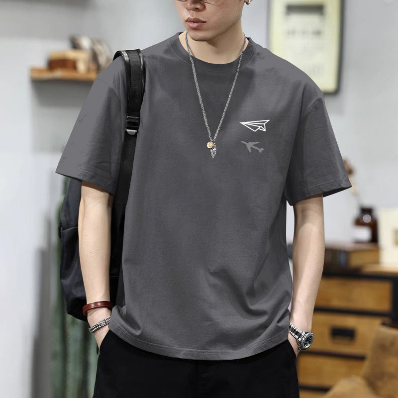 Men's dark gray Heavyweight Cotton Graphic T-Shirt with Relaxed Fit
