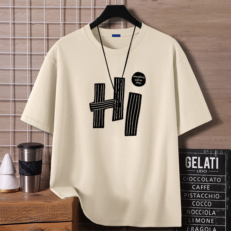 Men's coffee Heavyweight Cotton Graphic T-Shirt with Relaxed Fit