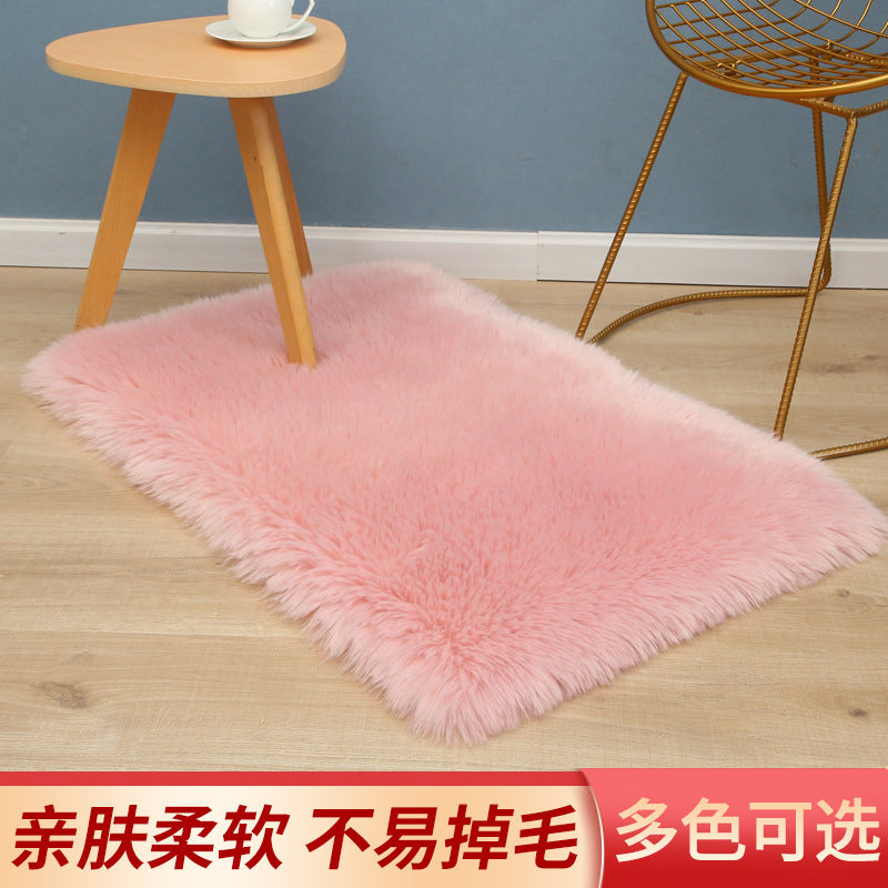 Soft Fluffy Long Hair Square Bedroom Carpet Indoor Floor Mat