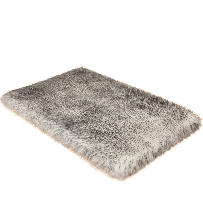 Soft Fluffy Long Hair Square Bedroom Carpet Indoor Floor Mat in white, 80*180cm