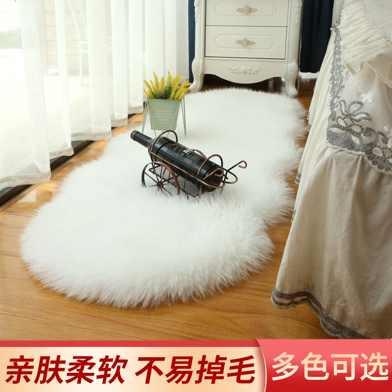 Soft Fluffy Long Hair Bedroom Carpet Bay Window Floor Mat in white