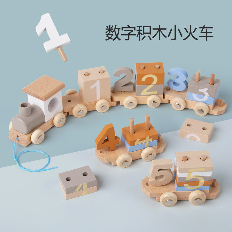 Wooden Number Train Puzzle Educational Early Learning Toy