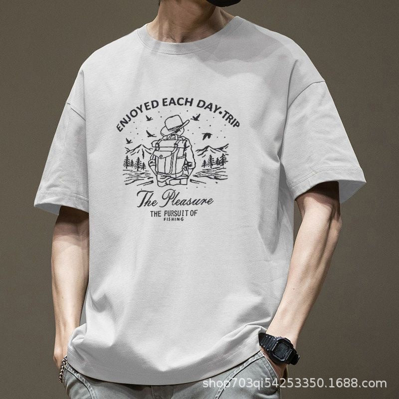 Men's Heavyweight Cotton Graphic T-Shirt with Relaxed Fit