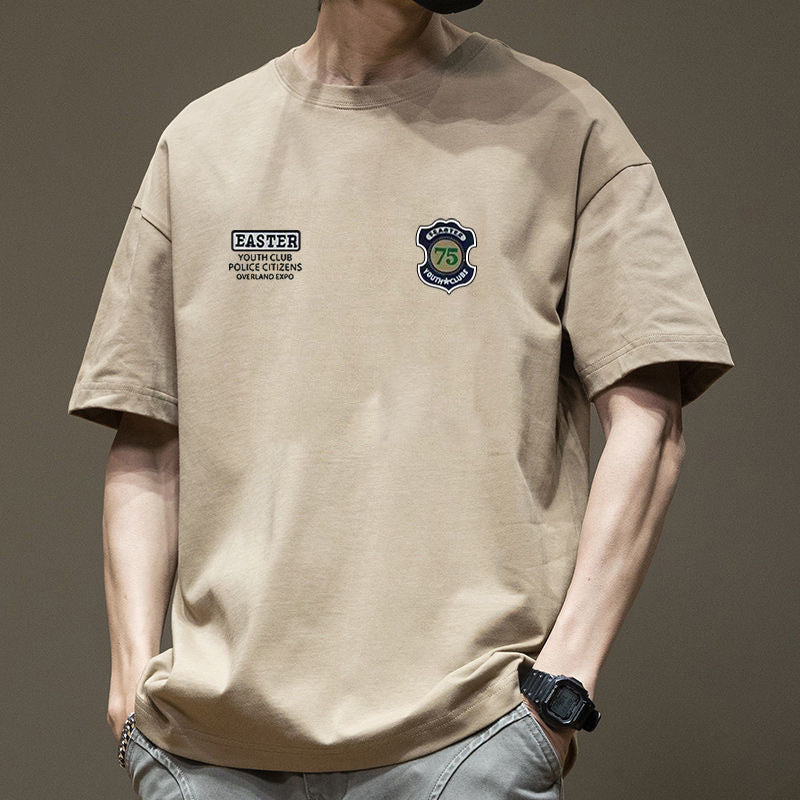 Men's Heavyweight Cotton Casual T-Shirt with Relaxed Fit