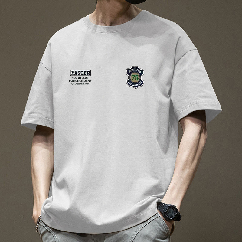 Men's Heavyweight Cotton Casual T-Shirt with Relaxed Fit