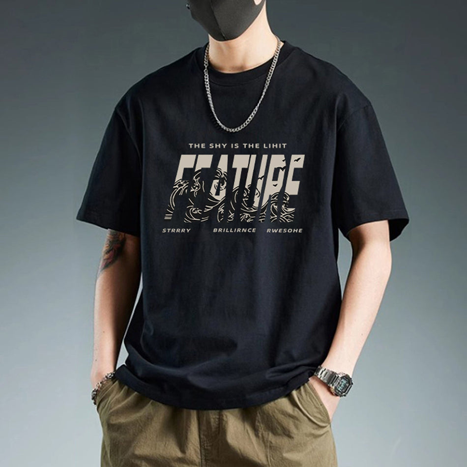 Unisex black Heavyweight Cotton Graphic T-Shirt with Relaxed Fit