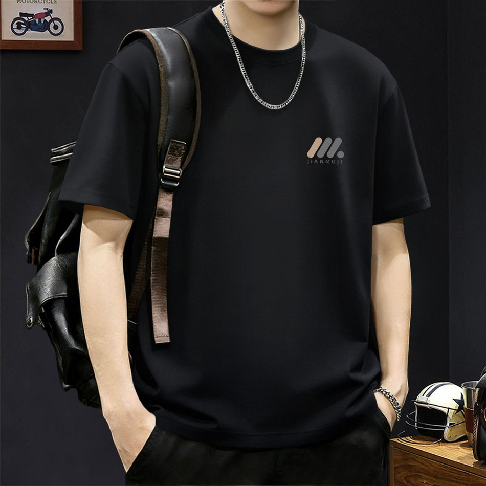 Men's Heavyweight Cotton Oversized T-Shirt with Geometric Print
