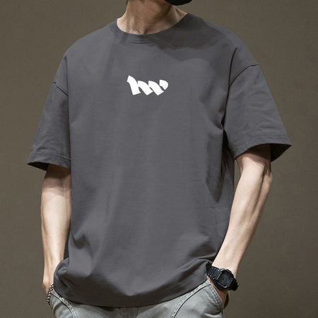 Men's dark gray Pure Cotton Graphic T-Shirt with Relaxed Oversized Fit