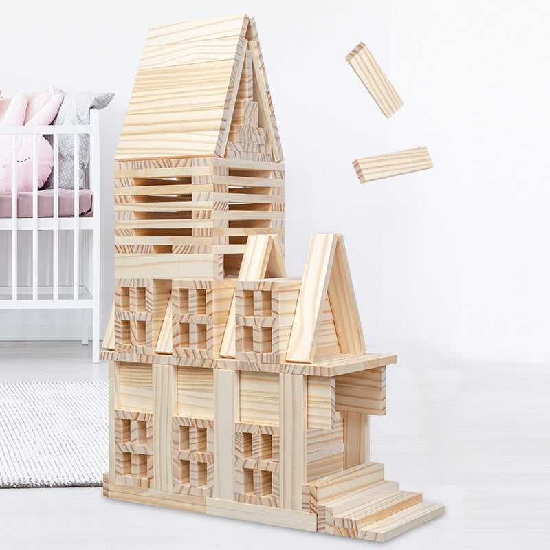Wooden Domino Building Blocks Balance Puzzle Educational Toy Set