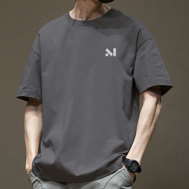 Men's khaki Heavyweight Cotton Graphic T-Shirt with Relaxed Fit